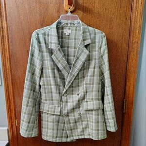 Women's Lena Green Plaid Suit Jacket. GUC